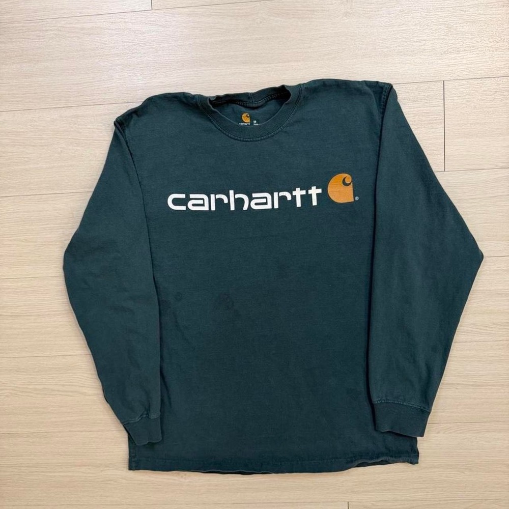 Carhartt Basics Green Long Sleeve Shirt Mens Size Medium Workwear